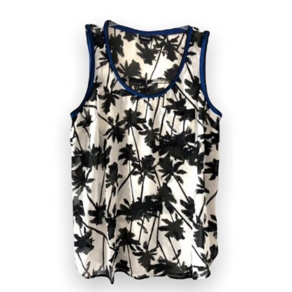 𝅺women’s Torrid Georgette sheer tank top palm trees chiffon summer Size 2x - Picture 1 of 6